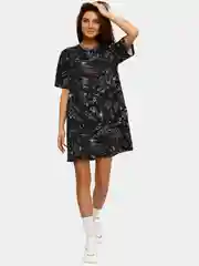 Черный платье-футболка Oversize, короткая туника, большие размеры 42-60