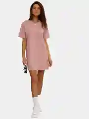 Розовый платье-футболка Oversize с принтом, короткое