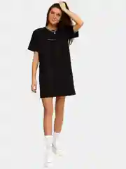 Черный платье-футболка Oversize с принтом, короткое