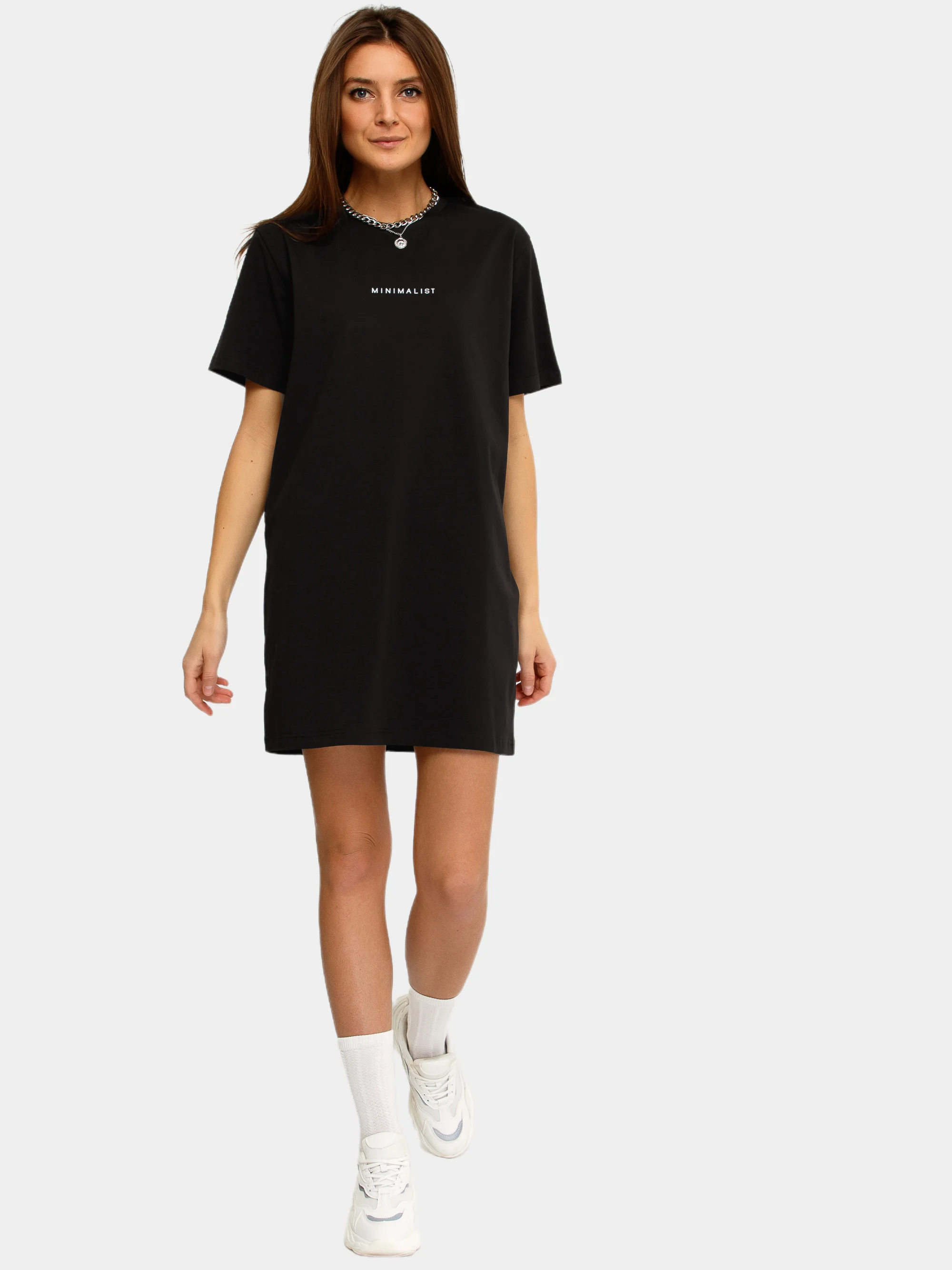 Платье-футболка Oversize с принтом, короткое
