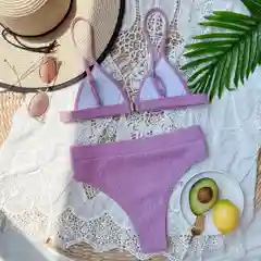 Мятный купальник женский с высокой посадкой