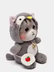 Серый мягкая игрушка "Котенок в шубке" с колокольчиком, 30 см