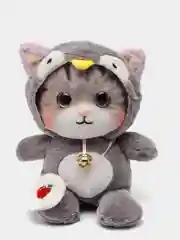 Серый мягкая игрушка "Котенок в шубке" с колокольчиком, 30 см