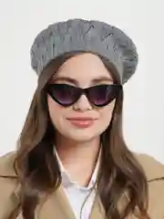 Серый берет женский ажурный  Ангел