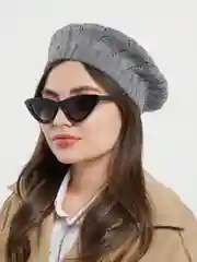Серый берет женский ажурный  Ангел