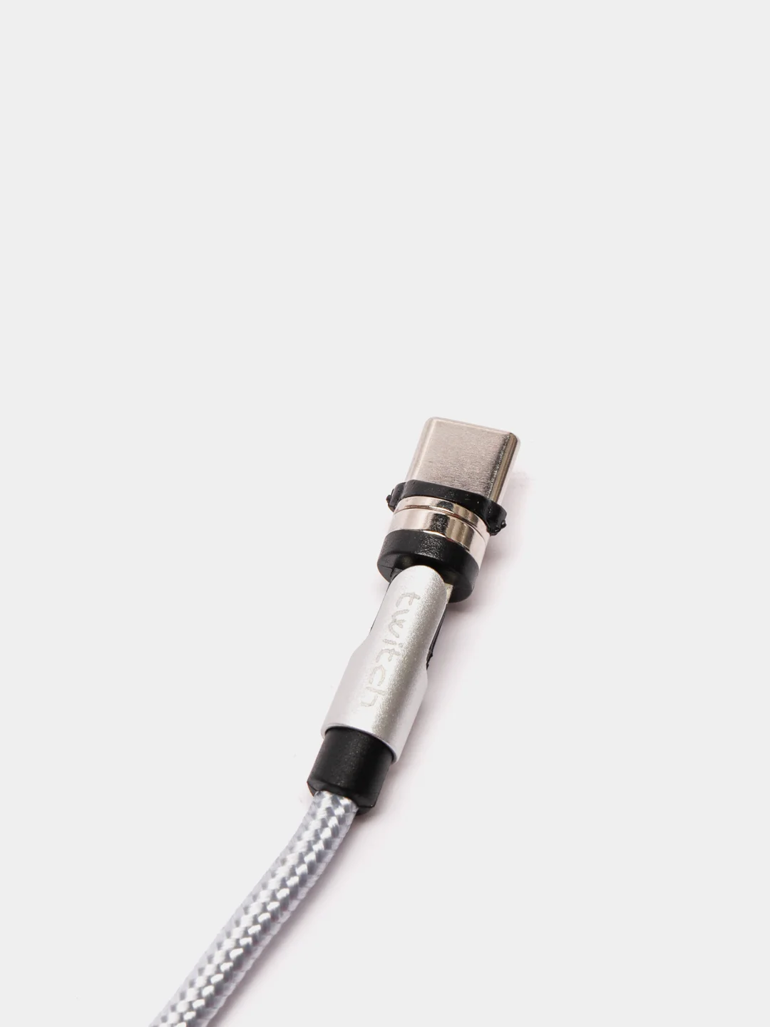 Серебряный usb кабель twitch 2.1 A магнитный для зарядки 2 -х метровые, поворот 180 градусов