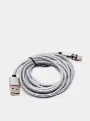Серебряный usb кабель twitch 2.1 A магнитный для зарядки 2 -х метровые, поворот 180 градусов