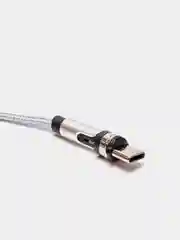 Серебряный usb кабель twitch 2.1 A магнитный для зарядки 2 -х метровые, поворот 180 градусов