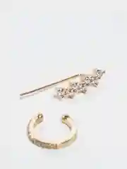 Зеленый серьги, каффы, цвет золотой