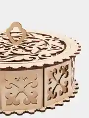 Шкатулка деревянная круглая, резная