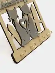 Серебряный ключница настенная с кошками на 4 ключа / Вешалка для ключей