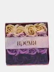 Фиолетовый подарочный набор "Мыльные розы", 16 штук