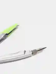 Зеленый циркуль металлический в пластиковой тубе, 115 мм, с защитным колпачком на иголке