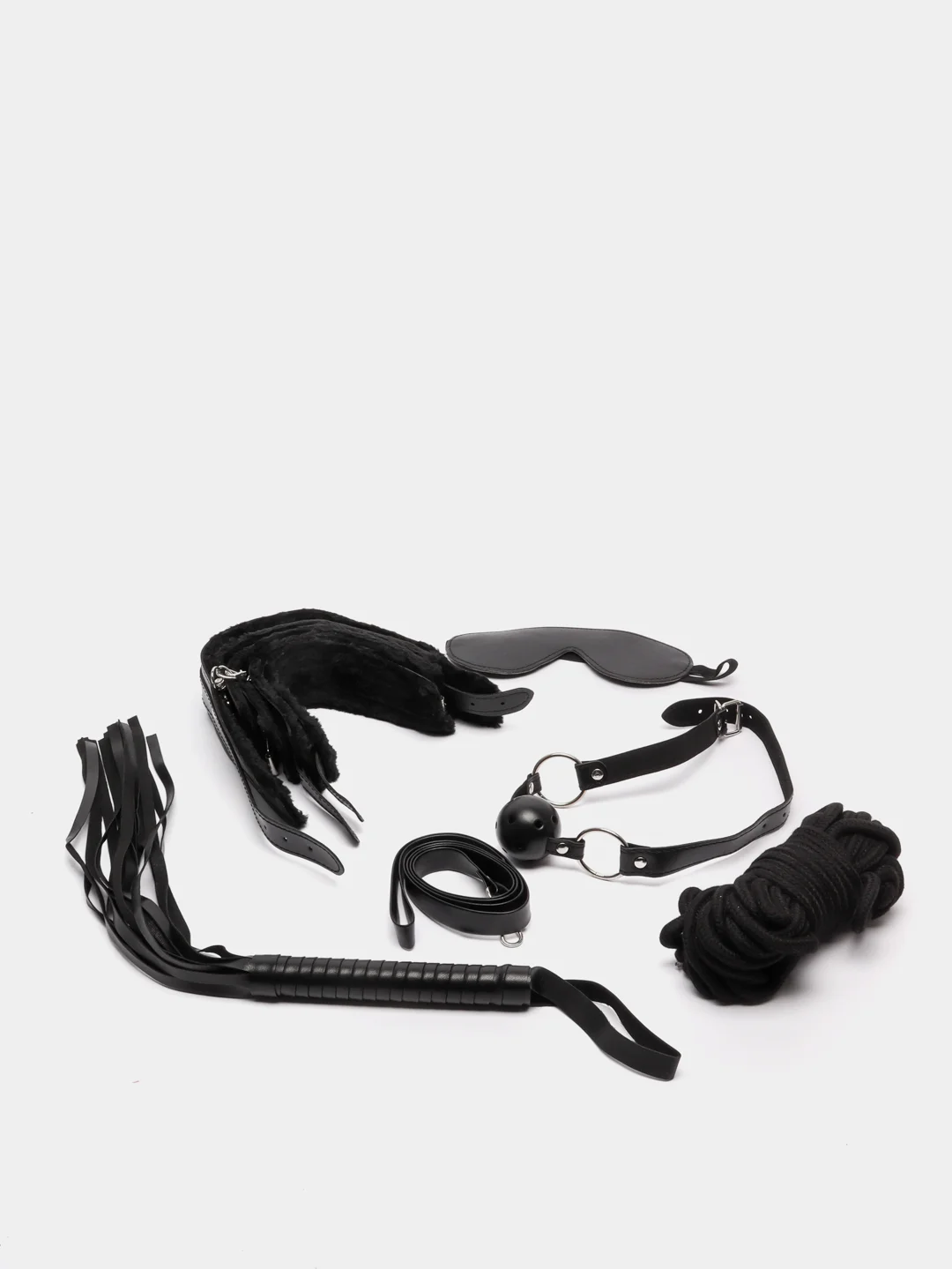 Черный бдсм набор, набор для влюбленных, Premium BDSM mini, 7 предметов