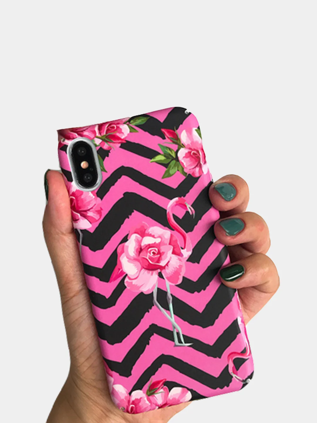Фуксия чехол для iPhone "Flamflower" 6s, 7, 8 Plus, X, Xs Max, XR, pkt