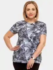 Голубой футболка женская, 100% хлопок, большие размеры 50-60