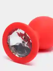 Красный анальная пробка силиконовая, с кристаллом, 3 размера, секс игрушка, массажер простаты
