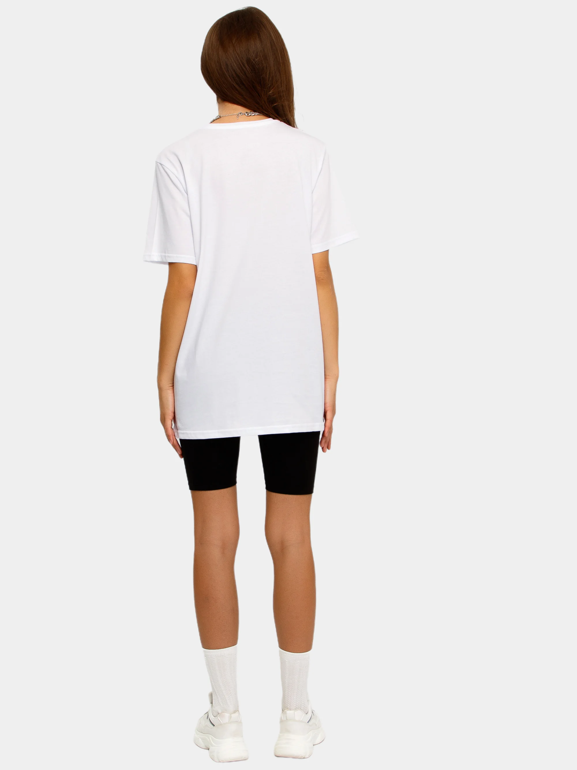Белый футболка женская Oversize, однотонная, 100% хлопок