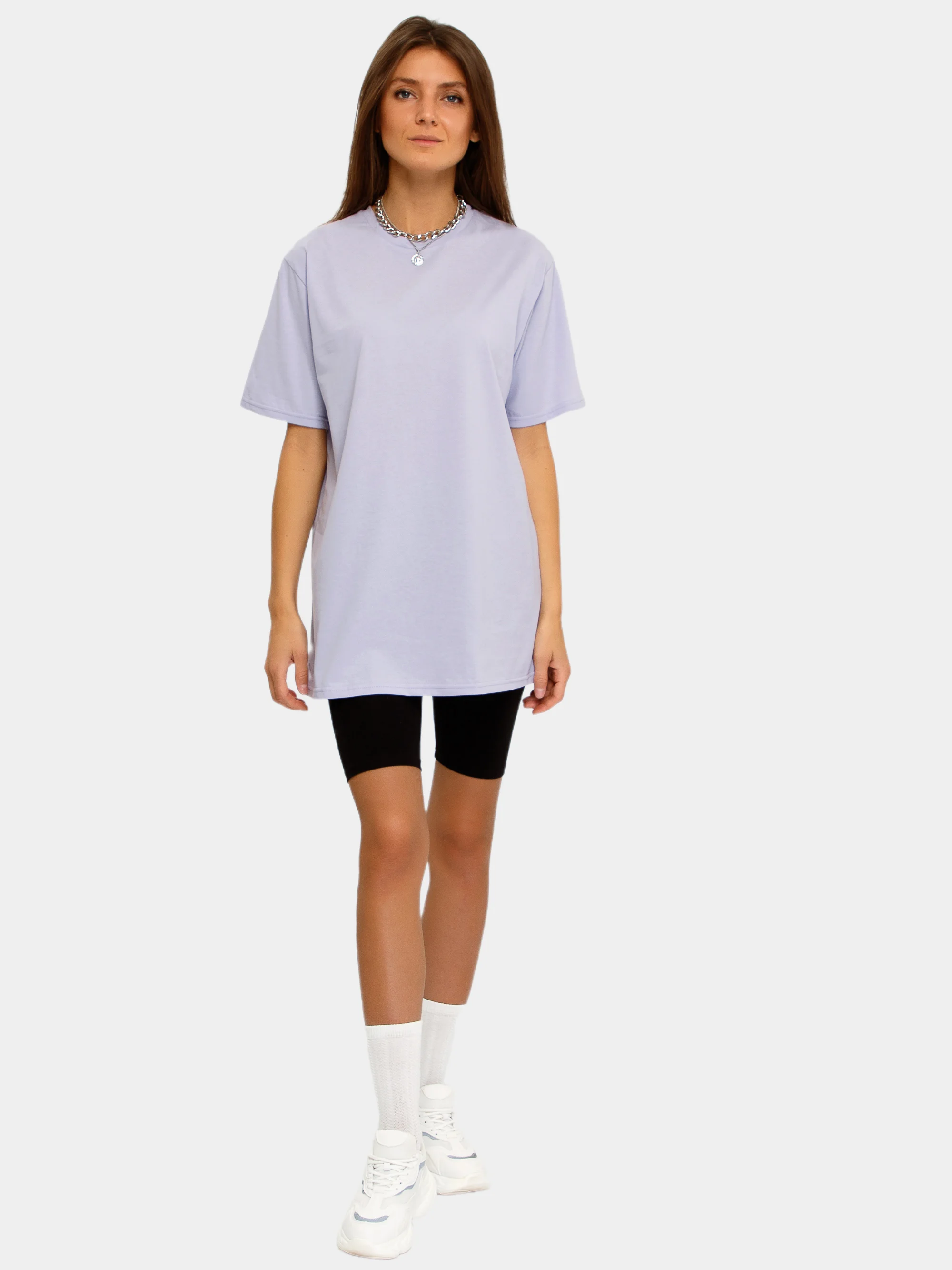 Белый футболка женская Oversize, однотонная, 100% хлопок