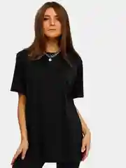 Черный футболка женская Oversize, однотонная, 100% хлопок