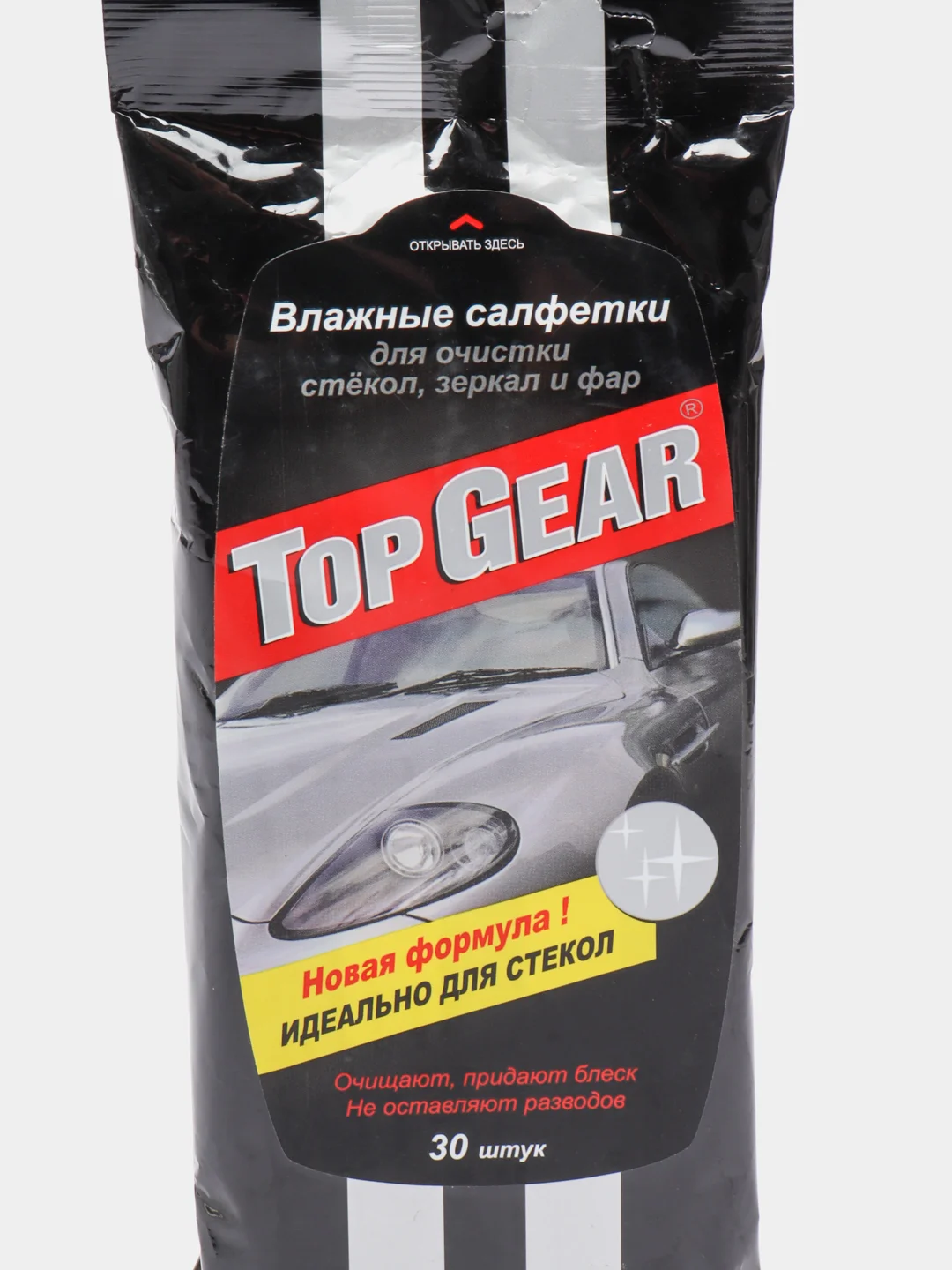 Влажные салфетки для стекол зеркал и фар Top Gear, 30 штук