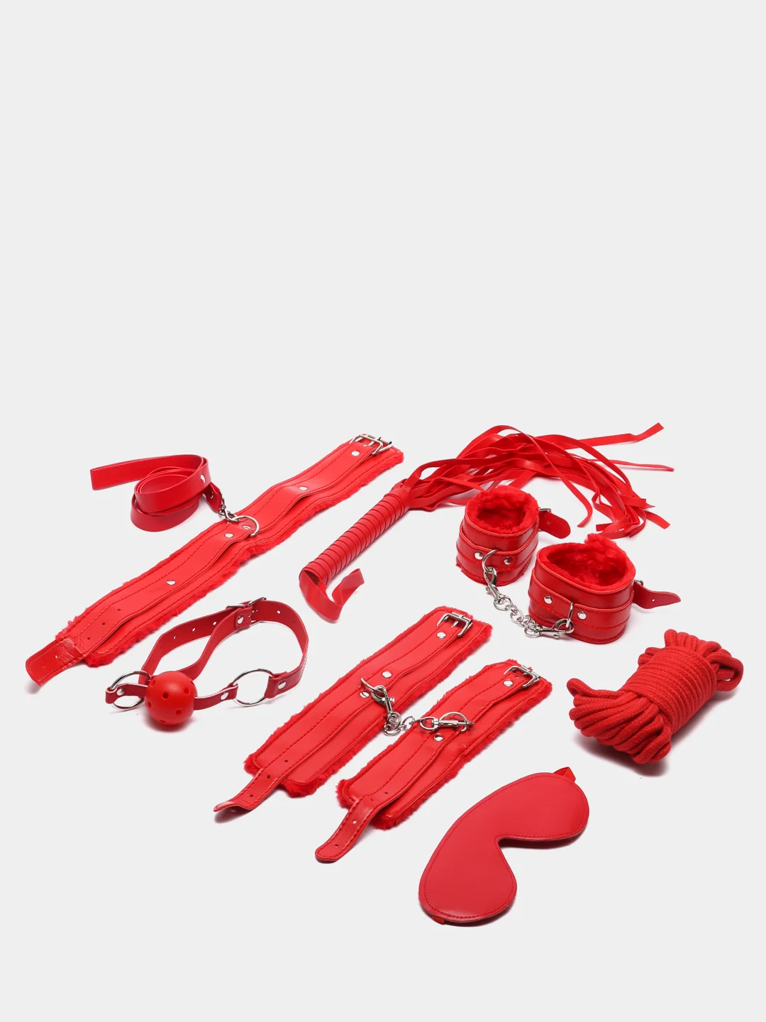 Красный бдсм набор, набор для влюбленных, Premium BDSM mini, 7 предметов