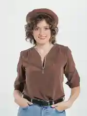 Коричневый рубашка женская