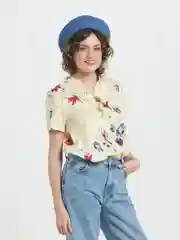 Желтый блузка женская, с короткими рукавами