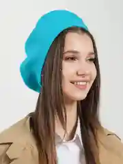 Лазурный берет женский шерстяной  Валик, вязаная шапка