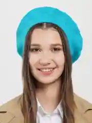 Лазурный берет женский шерстяной  Валик, вязаная шапка