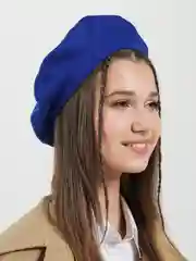 Синий берет женский Анита,  вязаная шапка на весну и осень