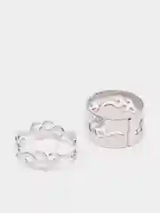 Серый парные кольца с бабочкой, с сердцем, любовь/Love, пламя 2 штуки в наборе