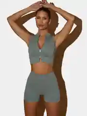 Белый бесшовный женский спортивный костюм