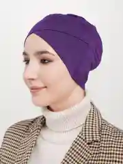 Фиолетовый бони наискосок из ткани калифорния, чепчик, шапочка