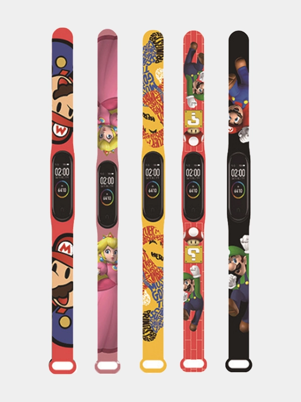 Силиконовый ремешок для фитнес-браслетов Xiaomi Mi Band 3/4 Mario (Марио-персонаж)