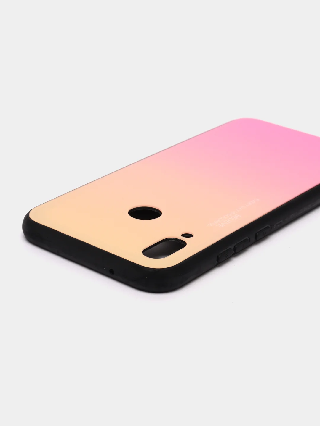 Розовый градиентный чехол из закалённого стекла для моделей Honor, Huawei