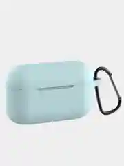 Мятный силиконовый чехол для Apple Airpods Pro (с карабином)
