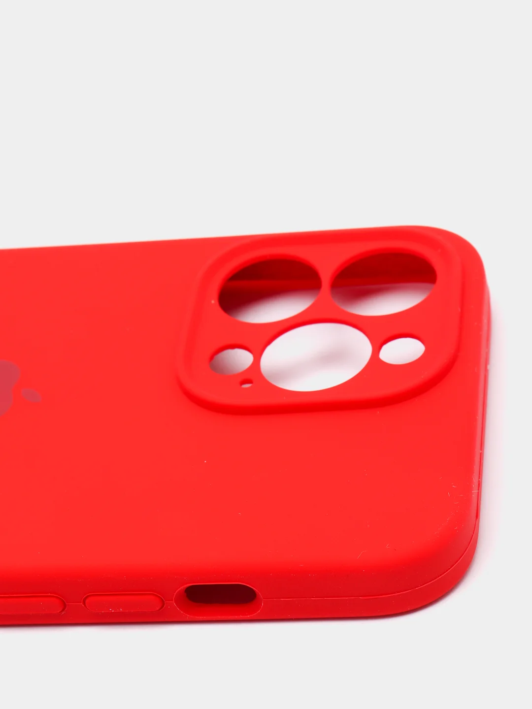 Красный чехол Silicone Case для iPhone 13 Pro, с защитой камеры, закрытый низ