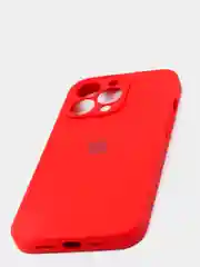 Красный чехол Silicone Case для iPhone 13 Pro, с защитой камеры, закрытый низ
