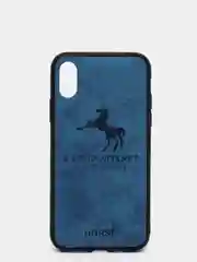 Синий дизайнерский чехол на iPhone с конем