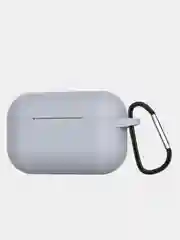 Серый меланж силиконовый чехол для Apple Airpods Pro (с карабином)