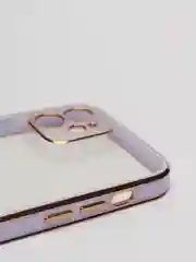 Сиреневый чехол Накладка силиконовая с металическим ободком iPhone 12 mini /12 /12pro /12 proMax