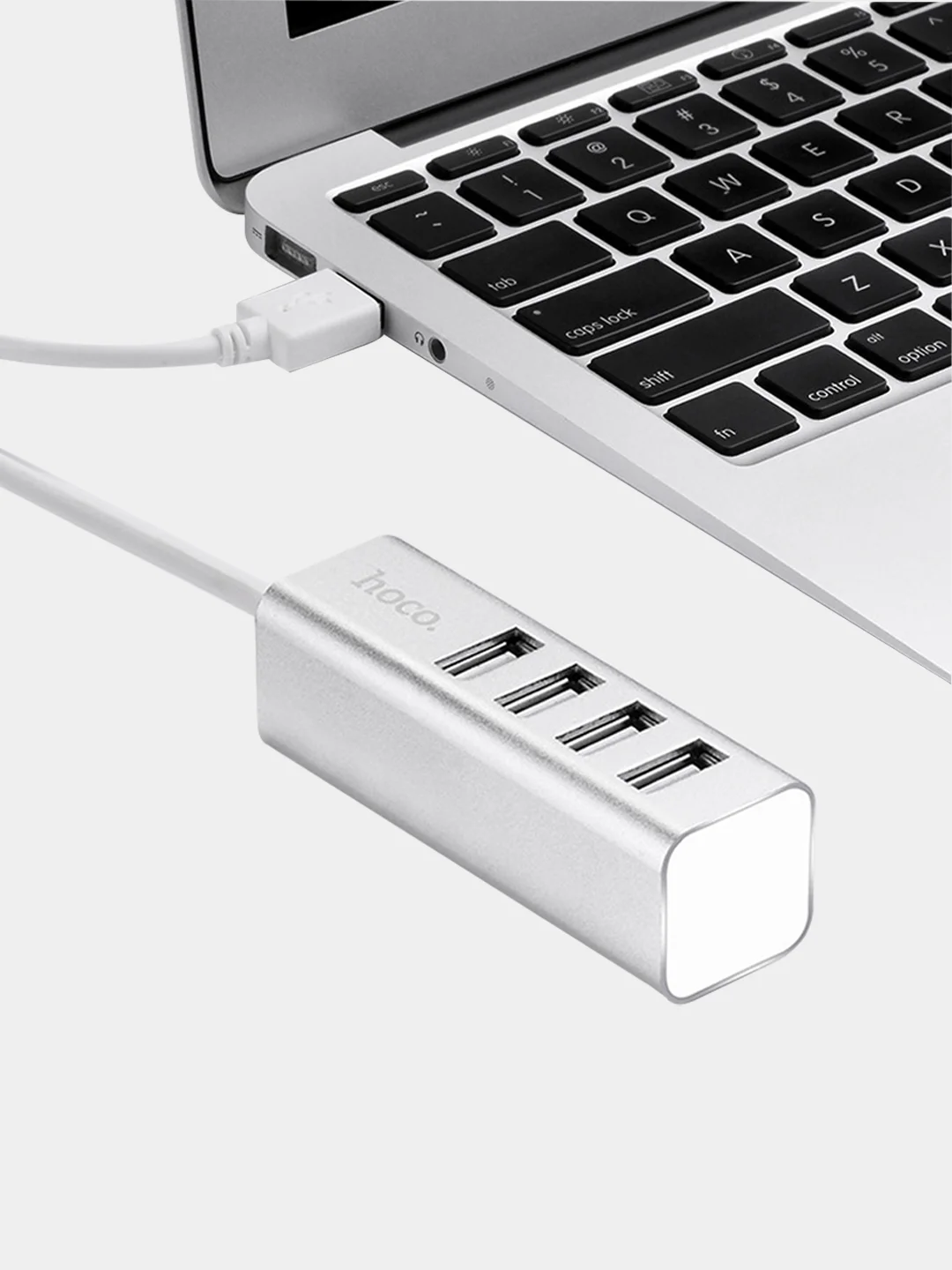 Хаб Hoco HB1 Line Machine USB to 4xUSB, серебристый