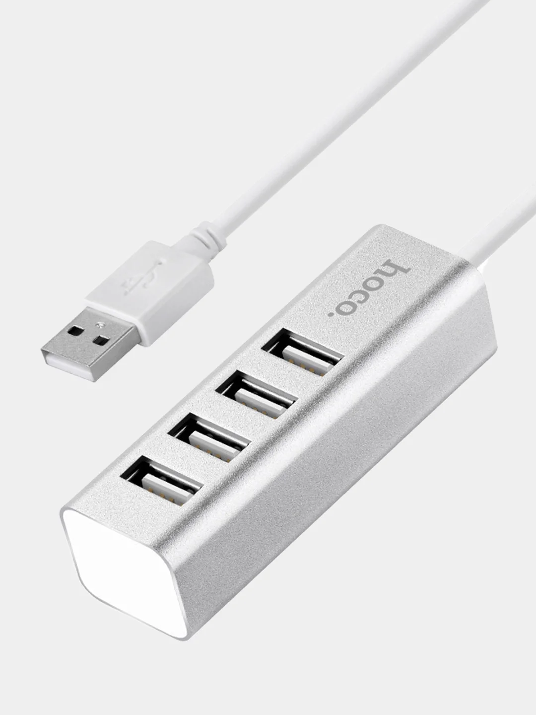 Хаб Hoco HB1 Line Machine USB to 4xUSB, серебристый