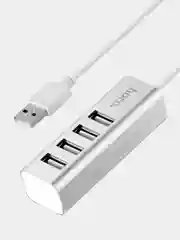 Хаб Hoco HB1 Line Machine USB to 4xUSB, серебристый