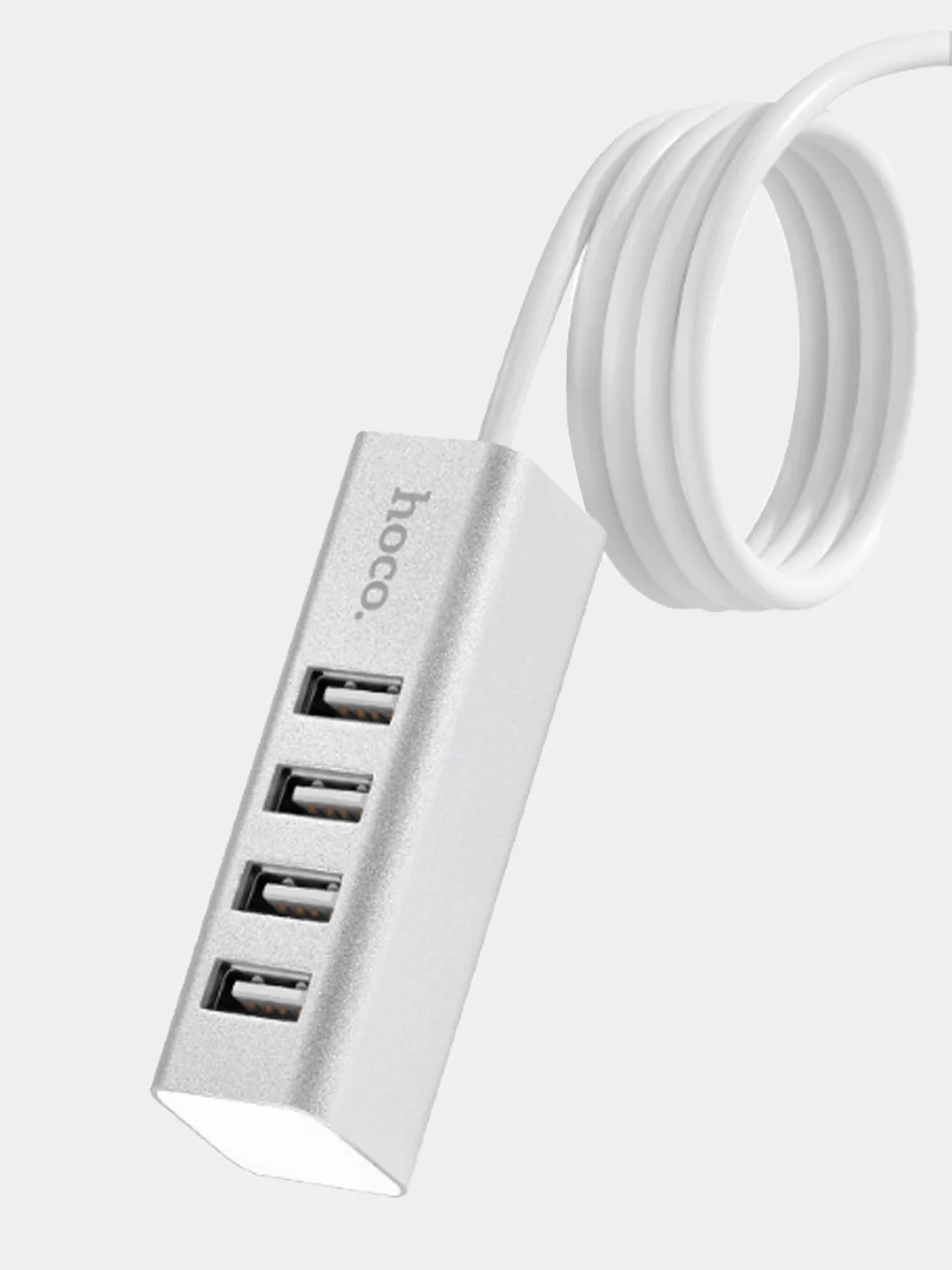 Хаб Hoco HB1 Line Machine USB to 4xUSB, серебристый