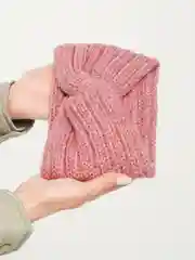 Розовый повязка на голову вязаная, шерстяная, чалма.