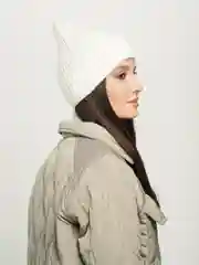 Молочный шапка БИНИ/Шапка вязаная/Шапка Хлопок вязаная/Шапка/Шапка с отворотом