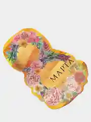 Открытка поздравительная "8 Марта!", венки и желтый фон, тиснение, 8 х 9 см