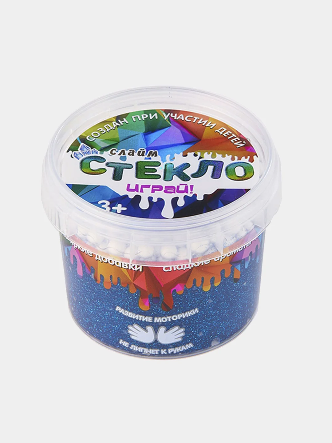 Синий слайм Стекло с Блёстками Party Slime лизун
